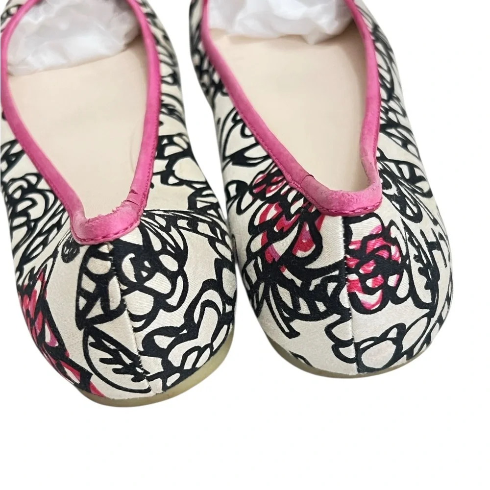 Coach Adessa Poppy Satin Floral Graffiti Sequin Ballet Flats Size 8.5B - Picture 5 of 8
